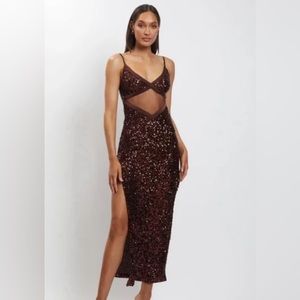 NWT Meshki Chocolate Brown Sequin Dress